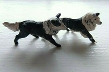 Corg? Brit? Figur Hund Langhaarcollie Collie Paar Kunststoff Modell Figur 70'