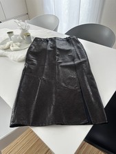 Schicker Rock aus Kunstleder Bleistiftrock Gr XL Reserved dunkelbraun Schlitz 