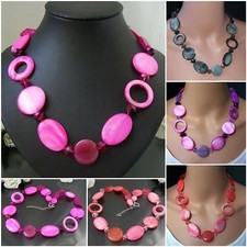 Halskette Collier Kette Perlmutt 53-58cm Perlenkette Schmuck Perlen Damen VZ10