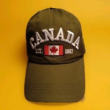 Basecap Canada EST. 1867 Farbe: "Olivgrün" ? % Baumwolle, bestickt, mit Flagge.