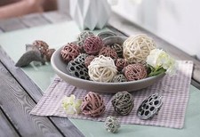 Deko Set Rattan Kugeln