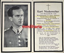 Sterbebild WWII Wachtmeister St. Veit Aufkl. Abt. 4 Spanienkreuz Nova Serbien