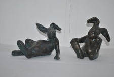 2 x Bronzefigur Hase