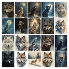 Wolf Kunstdruck Tier Motiv Poster Dekoration Wohndesign Bild Vintage Stil Druck