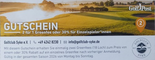 Golf greenfee gutschein 2026 - golf,