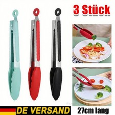 3x Silikon Küchenzange Grillzange Fleischzange 27cm BBQ Servierzange Salatzange