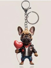 SCHLÜSSELANHÄNGER TASCHENSCHMUCK TASCHENHÄNGER FRANZÖSISCHE BULLDOGGE SCHLÜSSEL