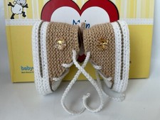 Babyschuhe Chuck 10cm Beige Blume gestrickt gehäkelt Handarbeit Neu