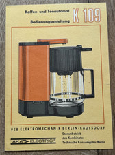 DDR Kaffee und Teeautomat K 109 - Bedienungsanleitung AKA Electric 1986 Centrum