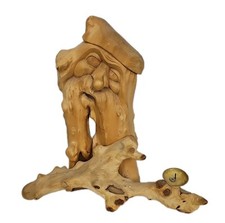 Handgeschnitzte Holz Alter Mann Figur Kerzenhalter Wohndeko Vintage 