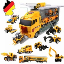 12 in 1 Kinder LKW Spielzeug Transporter Auto Truck Spielzeug Bagger Bulldozer