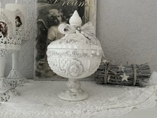 Shabby Chic Antikoptik Deko Bonboniere Glasdose Vintage KameeOrnament Landhaus🥀