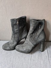 Alberto Fermani Absatz- Stiefel Stiefeletten 40 Grau Wildleder Plateau 