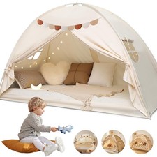 Kinder-Spielzelt mit Flaggen und Sternenlichtern,  faltbares Tipi 192*102*117cm