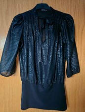 FORNARINA Bluse Schwarz Rosen