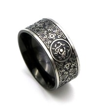Wikinger Ring aus Edelstahl Silber Schwarz Viking Nordic Runen - NEU