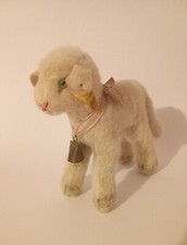 Steiff Lamm "Lamby" mit Schleife, Glocke, Knopf & Fahne 6514,04 Antik 50iger