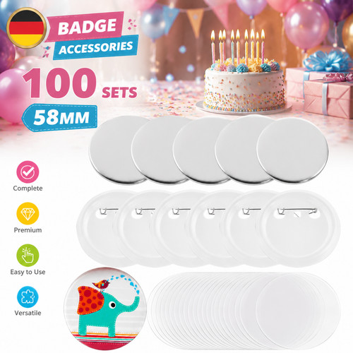 Badge pin 58mm weißblech - badge,
