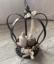 Handgefertigte Deko Adventsgesteck Adventskranz Edelrost Krone Häkel Kerzen -614