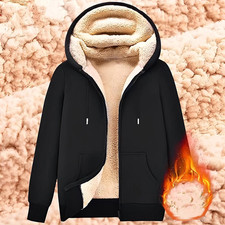 Unisex Lammwoll Style jacke Kapuzenpullover Warm Fleece Winter Mantel Hoodie