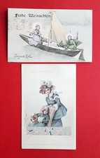 2 x Künstler AK WEIHNACHTEN NEUJAHR 1910/17 Segelboot Kinder Engel  ( 36462