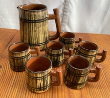 Vintage 6 Schnapsbecher mit Krug DDR Keramik Henkelbecher Keramik 60er