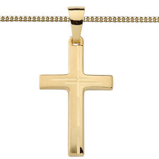 Gold 333 Kinder Kommunion und Männer Kreuz Anhänger 24 mm mit Kette Silber verg.