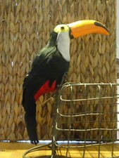 Tukan Deko Vogel Exotischer Papagei 30x8 cm echte Federn