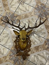 Vintage Wandzierung Hirschkopf Hirsch mit Geweih Kunststoff Deko 