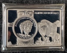 American Buffalo 1 oz 999 Silber  Inkl. Münzbarren 3 oz versilbert  90x60x3 mm
