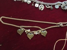 schwere Herzen Messingfarben Kette  ( Goldfarben Trachten Gürtel 87 Cm Charivari