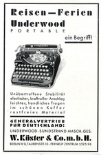 Underwood Portable Schreibmaschine W. Küster Berlin W. Histor. Annonce 1930