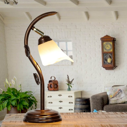 Tischlampe shabby braun antik - braun,