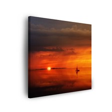 Leinwandbild Natur Sonnenuntergang am Meer mit Schiff Größe 40x40 bis 90x90 cm
