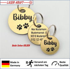 HUNDEMARKE mit Gravur - 1+2 seitig -  Hund Gold Acryl individuell NEU
