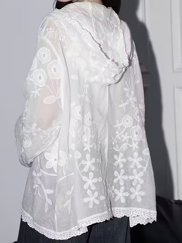 Damen tunika bluse - , spitze