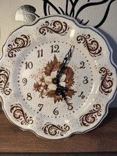 Vintage Porzellan Wanduhr Telleruhr floral Dekor Quarz Uhrwerk Batterie