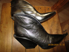 Elena Iachi Ankle Boots Stiefelletten Echtleder Silberschwarz    Gr.38