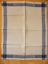 Geschirrtuch Leinen blauer Rand eingewebt Jugendstil Küche Tuch Handtuch Rarität