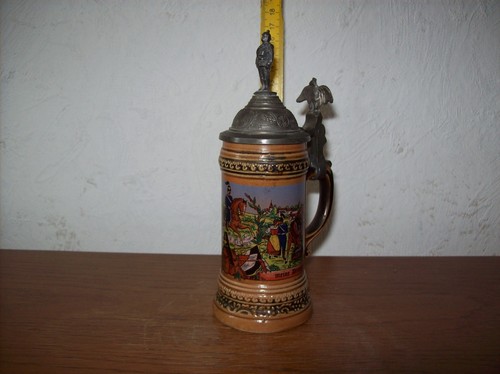 Bierkrug mit zinndeckel - mit, klein