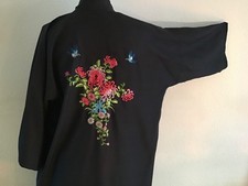 **ORIGINAL – CHINA – KIMONO – MORGENMANTEL – SCHWARZ – 100% SEIDE  – Gr.L / XL**