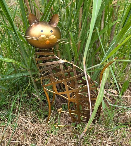 Katze skulptur metall - katze, dekor