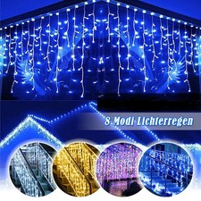 LED Eisregen Lichterkette 8 Modi Vorhang Außen Eiszapfen Weihnachten 200-600LEDs