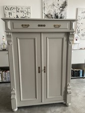 Vertiko Schrank Kommode Antik Vintage hellgrau Lack Matt