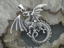 Gothic Silber Ketten Großer Anhänger DRACHEN DRAGON Massiv Silber 925