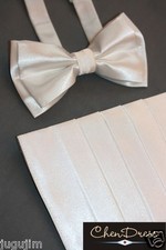 EU Ware Kummerbund / Bauchbinde Fliege / bow tie als Set  ivory / hellcreme