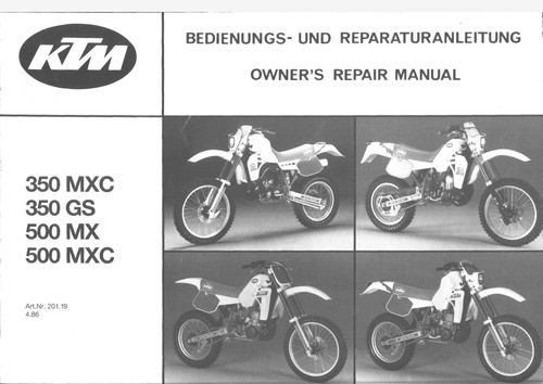Werkstatthandbuch ktm 500 mxc - werkstatthandbuch,