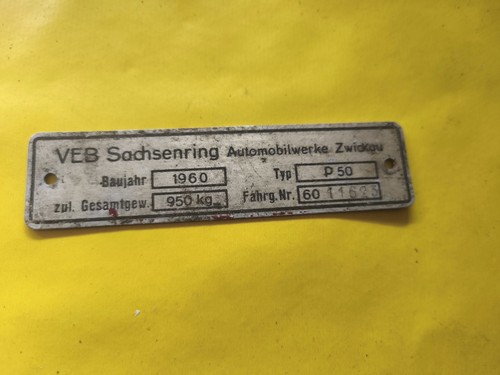 Trabant p50 typenschild - p50,