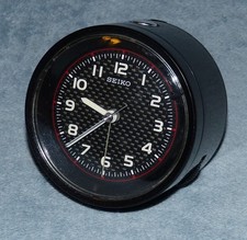 Seiko Carbon Wecker Reisewecker alarm clock mit Licht Beleuchtung + Batterie TOP