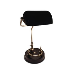 Relaxdays Bankerlampe Lampe Beleuchtung Glasschirm Holzfuss neigbar Bibliothek E